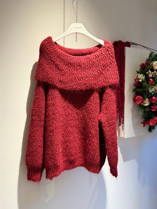 Red Christmas Collared Knit Jumper