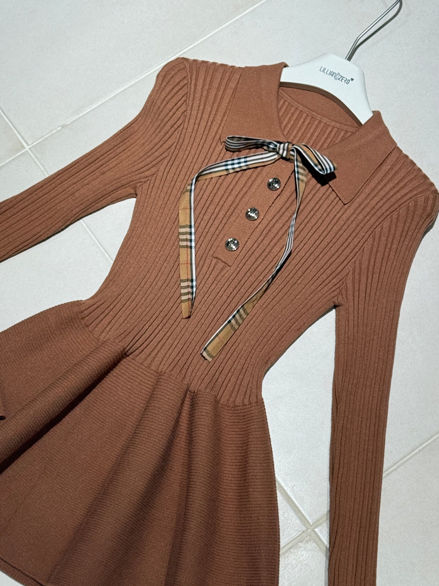 Bow-Tie Knit Mini Dress