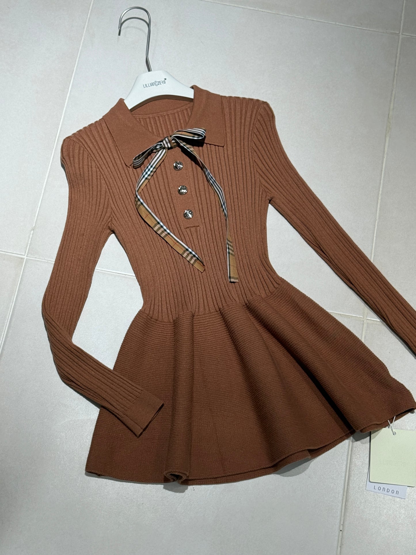 Bow-Tie Knit Mini Dress