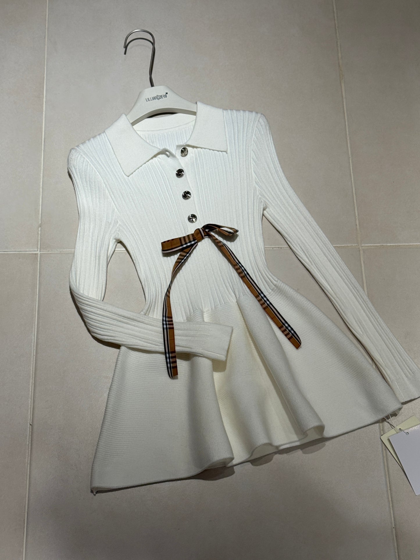 Bow-Tie Knit Mini Dress