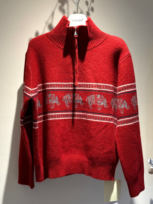 Red Designer Knit Sweater