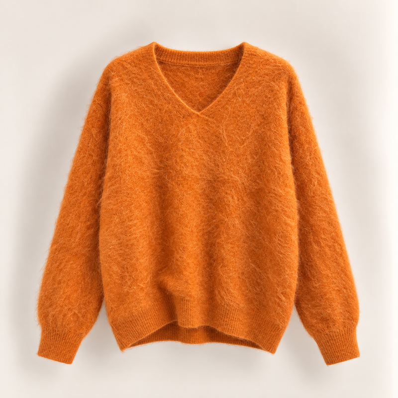 Brushed Wool V-Neck Jumper
