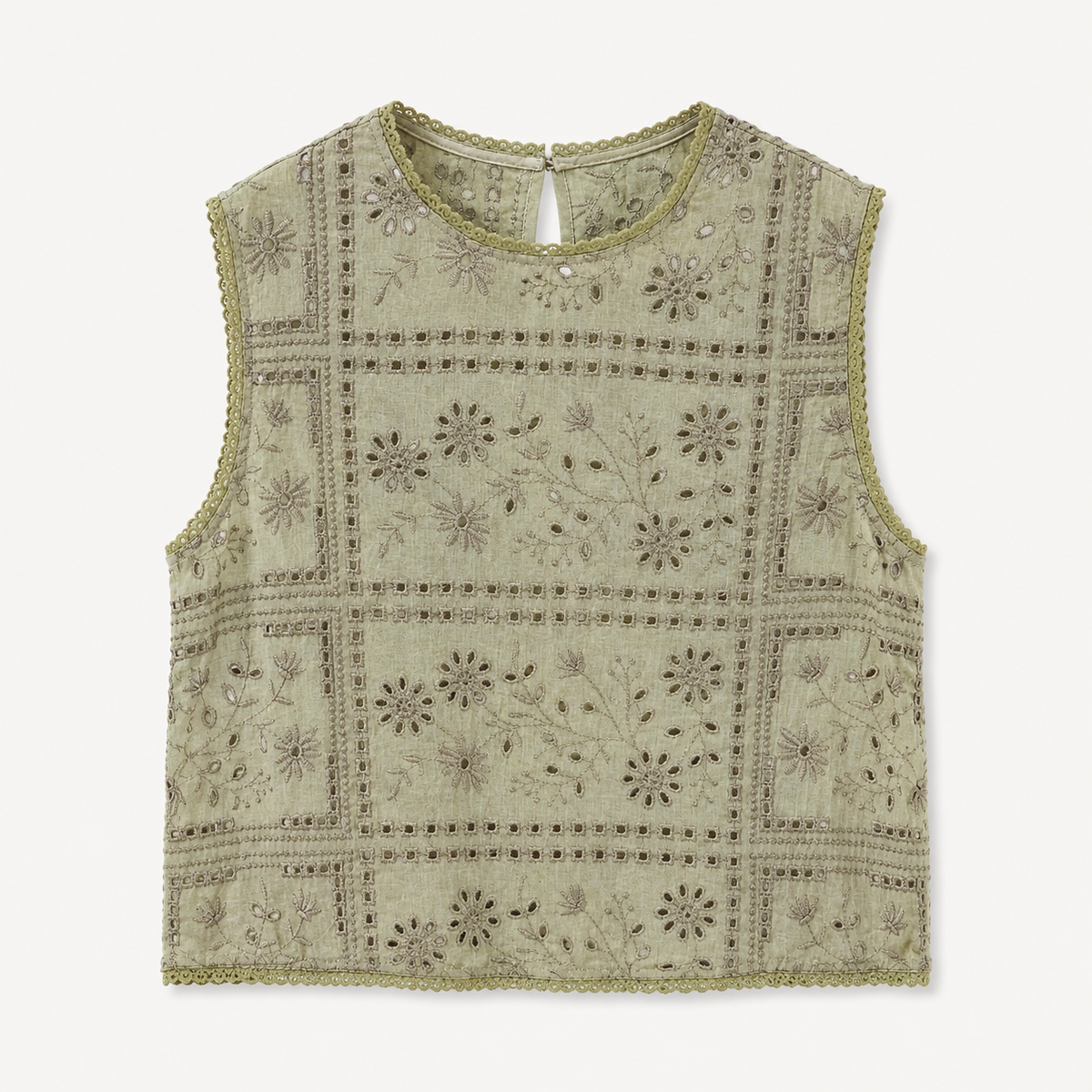Eyelet Knit Vest-1