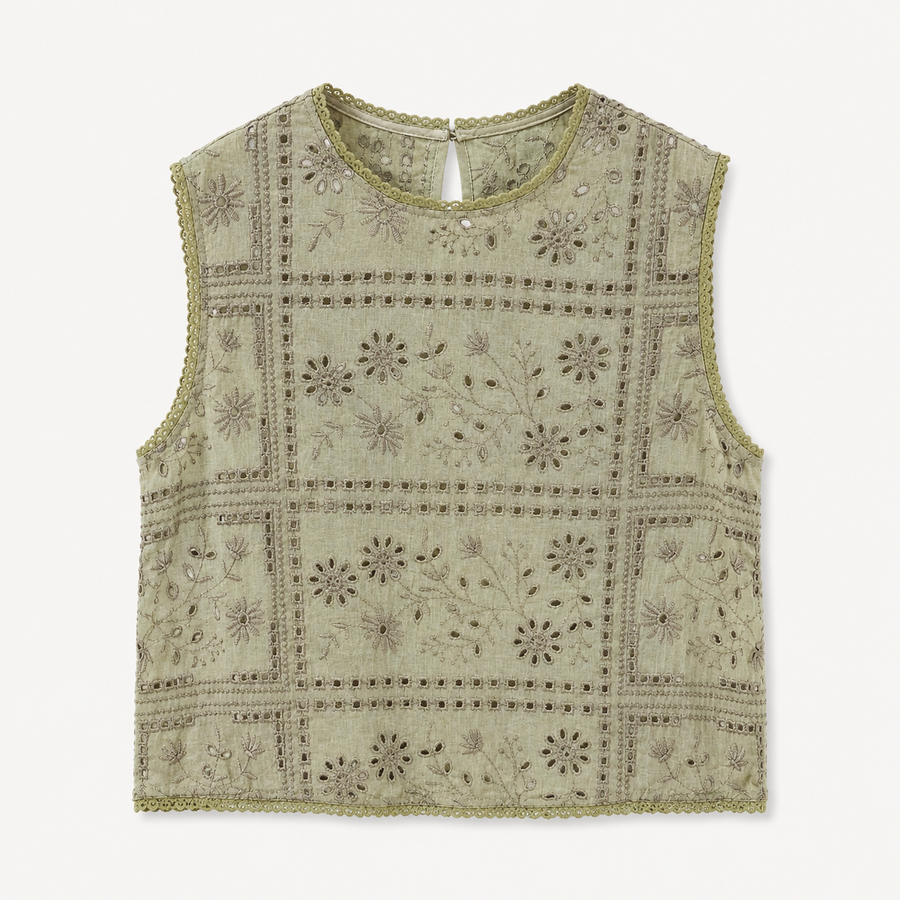 Eyelet Knit Vest-1