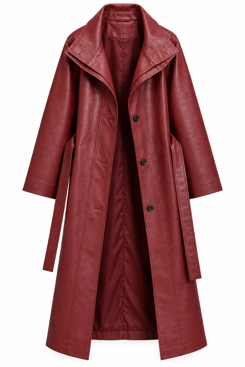 Long Faux Leather Coat