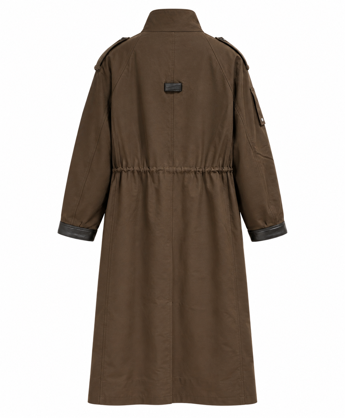 Collar Long Trench Coat Green