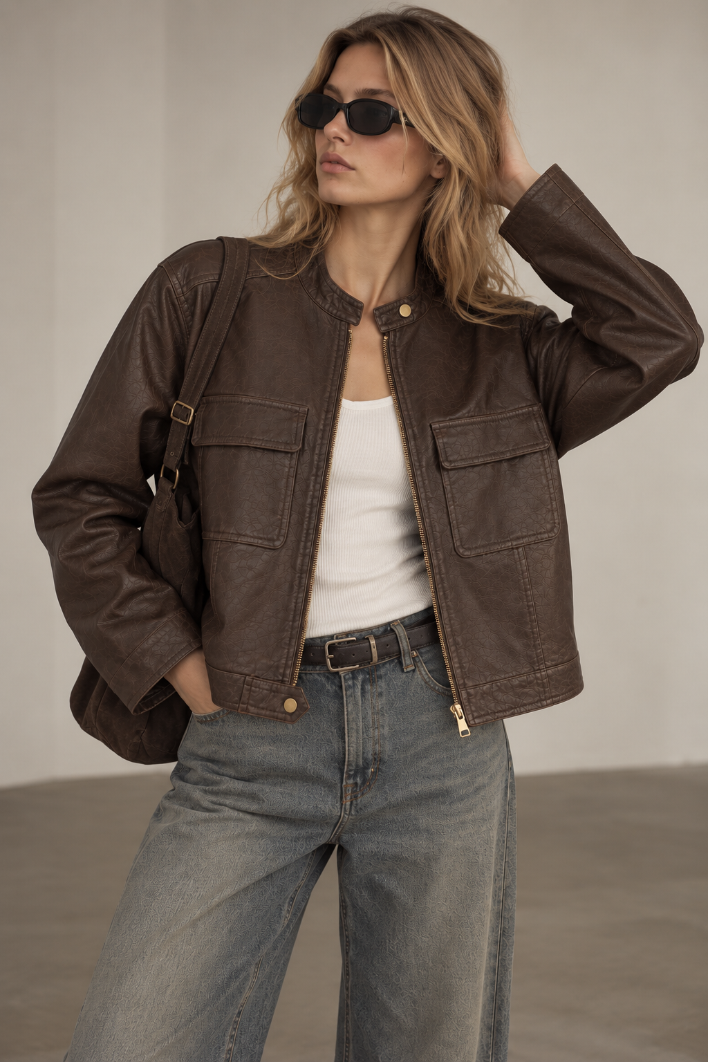 Pocket Faux Leather Jacket