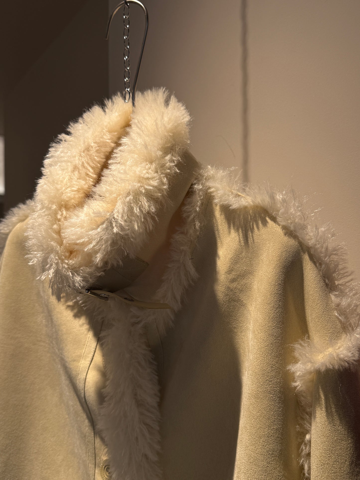 Faux Suede Shearling-Trim Short Jacket