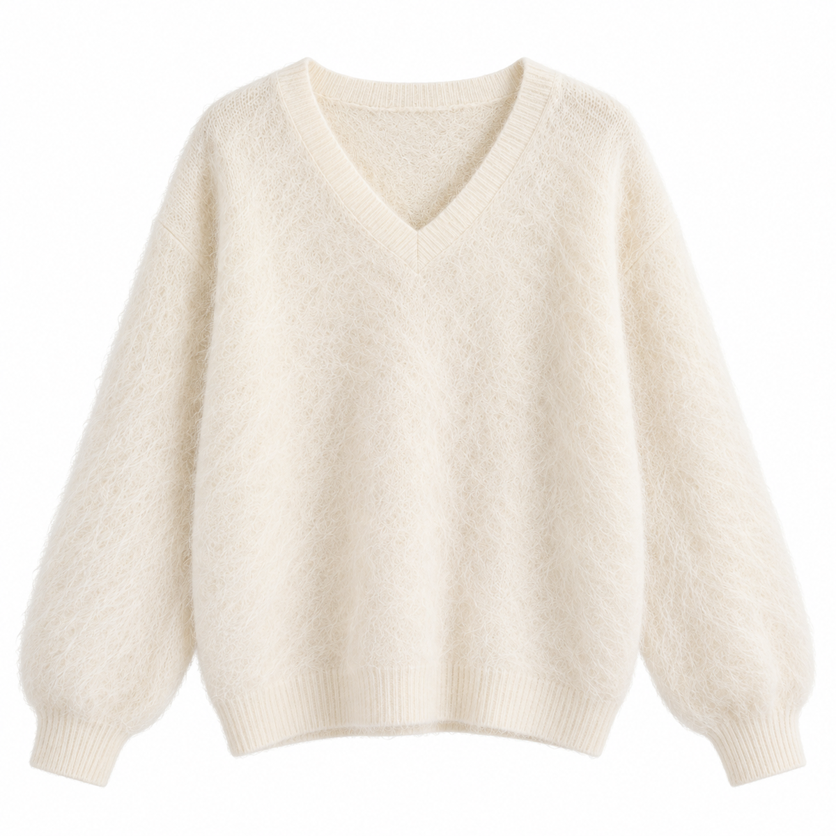 Brushed Wool V-Neck Jumper