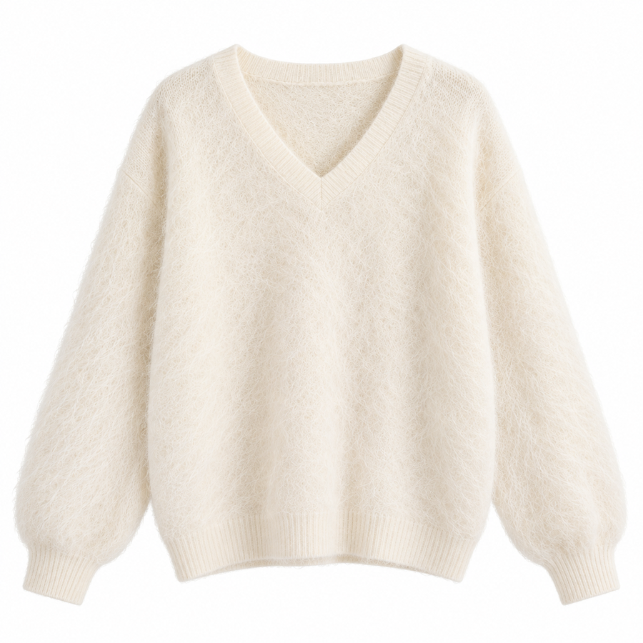 Brushed Wool V-Neck Jumper
